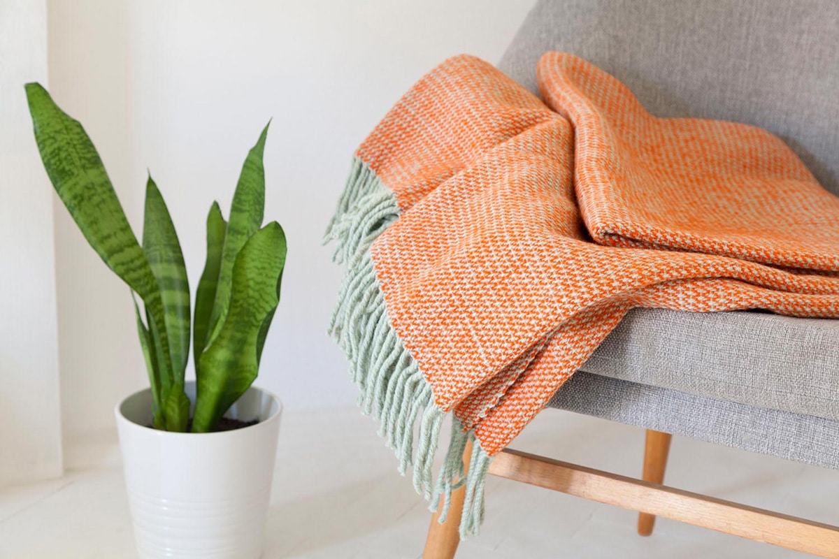 Narancssárga gyapjú takaró - őszi dekoráció - lakástextil